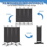 4-Panel Folding Room Divider Screen, 164 x 175cm – Black Carbon Steel Frame with Polyester Fabric