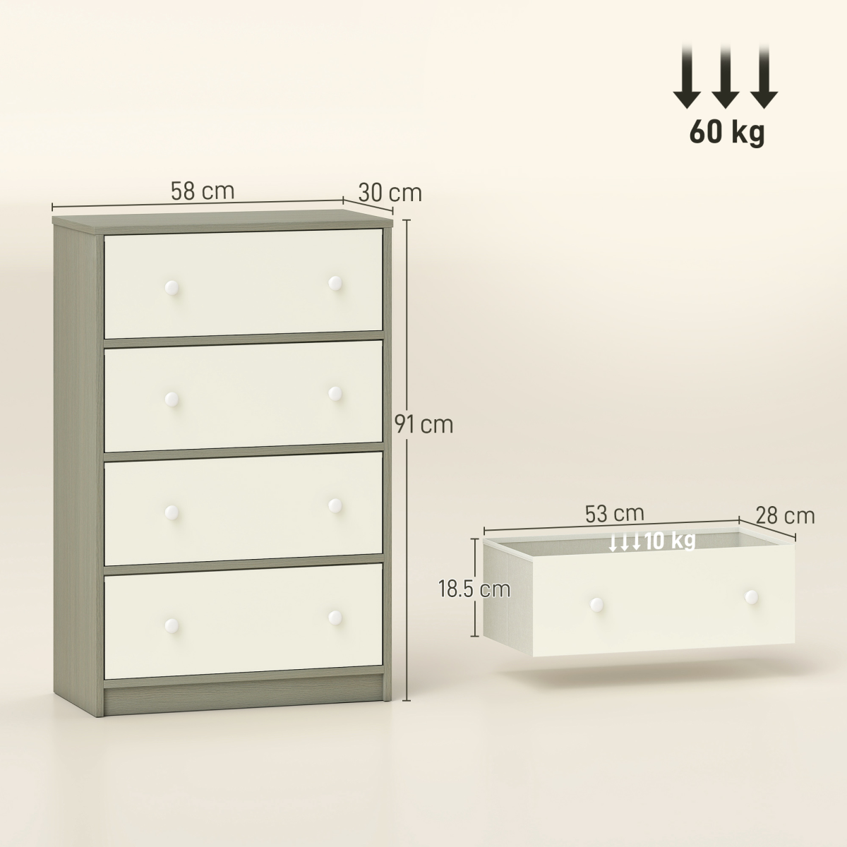 4-Drawer Fabric Storage Cabinet with Flat Top – Lightweight Dresser Alternative for Bedroom & Hallway