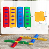 AIYAPLAY 12 Piece Kids Balance Beam Stepping Stones Set with Non-Slip Foot Pads – Indoor Outdoor, Multicoloured
