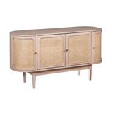 Valencia Cane & Mango Wood 4 Door Sideboard – Hand-Crafted Natural Storage Cabinet