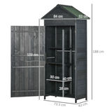 Outsunny Wooden Garden Shed with Three Shelves, Double Doors & Lock – Outdoor Tool Storage Cabinet, Grey
