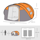 Outsunny 4-5 Person Pop-Up Dome Camping Tent with Windows & Carry Bag – Family Festival Tent, Orange