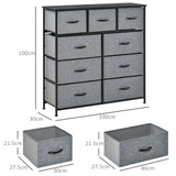 HOMCOM 9 Drawer Storage Chest with Foldable Fabric Bins – Lightweight Organiser for Bedrooms & Playrooms