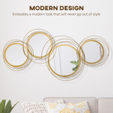 Decorative Round Wall Mirror with Gold Metal Frame, 107cm – Oxidation-Resistant Glass, Living Room & Bedroom