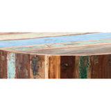 Coastal Reclaimed Wood Drum Coffee Table – Solid Round Living Room Table, Coastal Collection