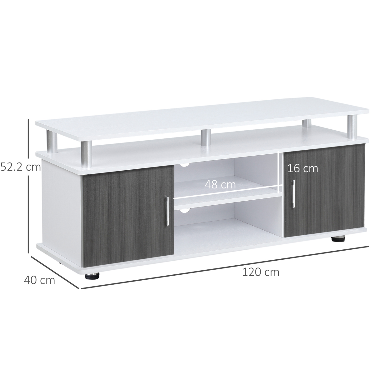 HOMCOM TV Cabinet Entertainment Centre with Open & Closed Storage – Media Console Unit, Grey & White
