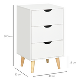 HOMCOM 3-Drawer Chest of Drawers with Wooden Legs & Groove Handles – Bedroom, Living Room & Hallway Storage