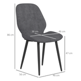 HOMCOM Upholstered Dining Chairs, Set of 2 with Padded Seats & Metal Legs – Armless Kitchen Chairs, Grey