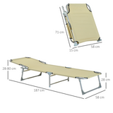 Outsunny Folding Camping Cot & Sun Lounger with 4-Level Adjustable Back – Portable Camp Bed for Festivals
