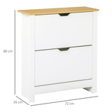 HOMCOM 12-Pair Shoe Storage Cabinet with 2 Pull-Out Drawers & 4 Shelves – Hallway Shoe Rack, White