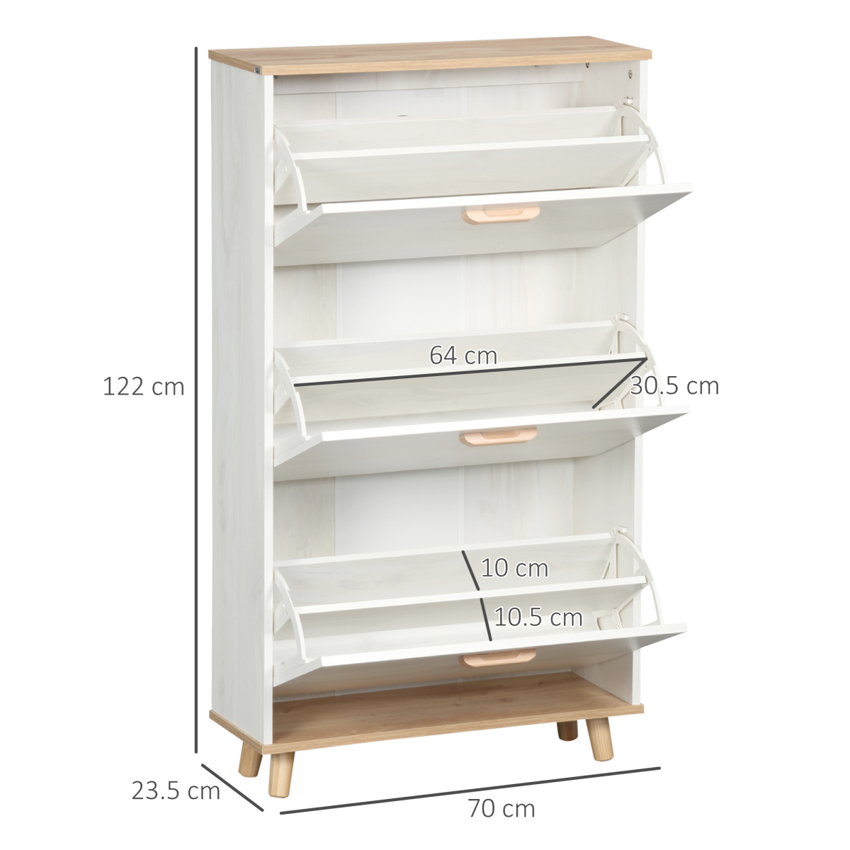 HOMCOM Slim 12 Pair Shoe Storage Cabinet with 3 Flip Drawers – Space-Saving Hallway Organiser