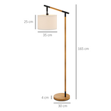HOMCOM Floor Lamp with 350° Rotating Lampshade, Footswitch and LED Bulb Included – Metal Frame, Brown