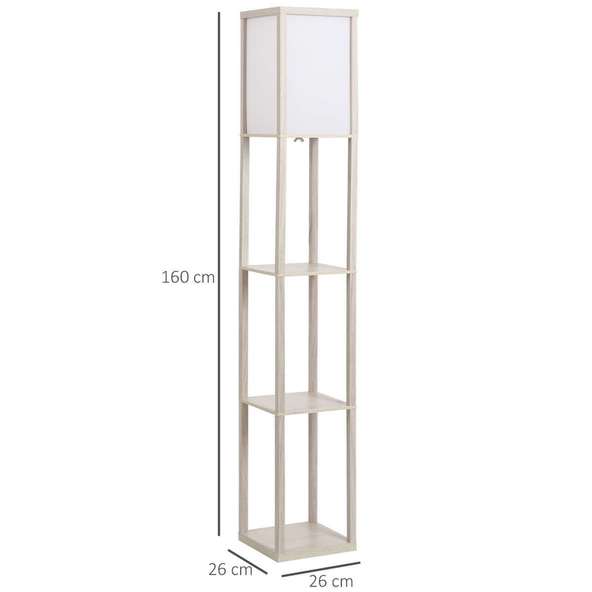 Storage Shelf Floor Lamp – White & Oak