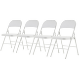 4pcs Foldable Steel & PVC Chairs with Padded Seat – Convention, Exhibition & Event Seating, White