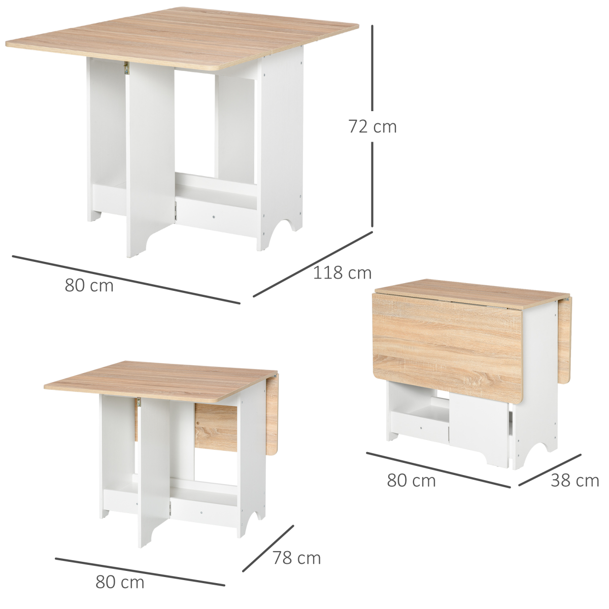 Drop Leaf Dining Table & Folding Desk with Storage Shelf – Space-Saving Table for Small Homes