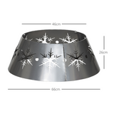 HOMCOM Christmas Tree Base Cover with Hollow Snowflake Patterns – Festive Tree Stand Skirt, Silver