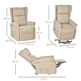 HOMCOM Power Lift Fabric Recliner Armchair with Remote Control – Motor-Assisted Riser Chair, Beige