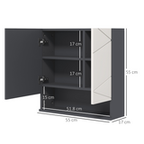 kleankin Wall Mounted Bathroom Storage Cupboard with Mirror and Shelf, Light Grey