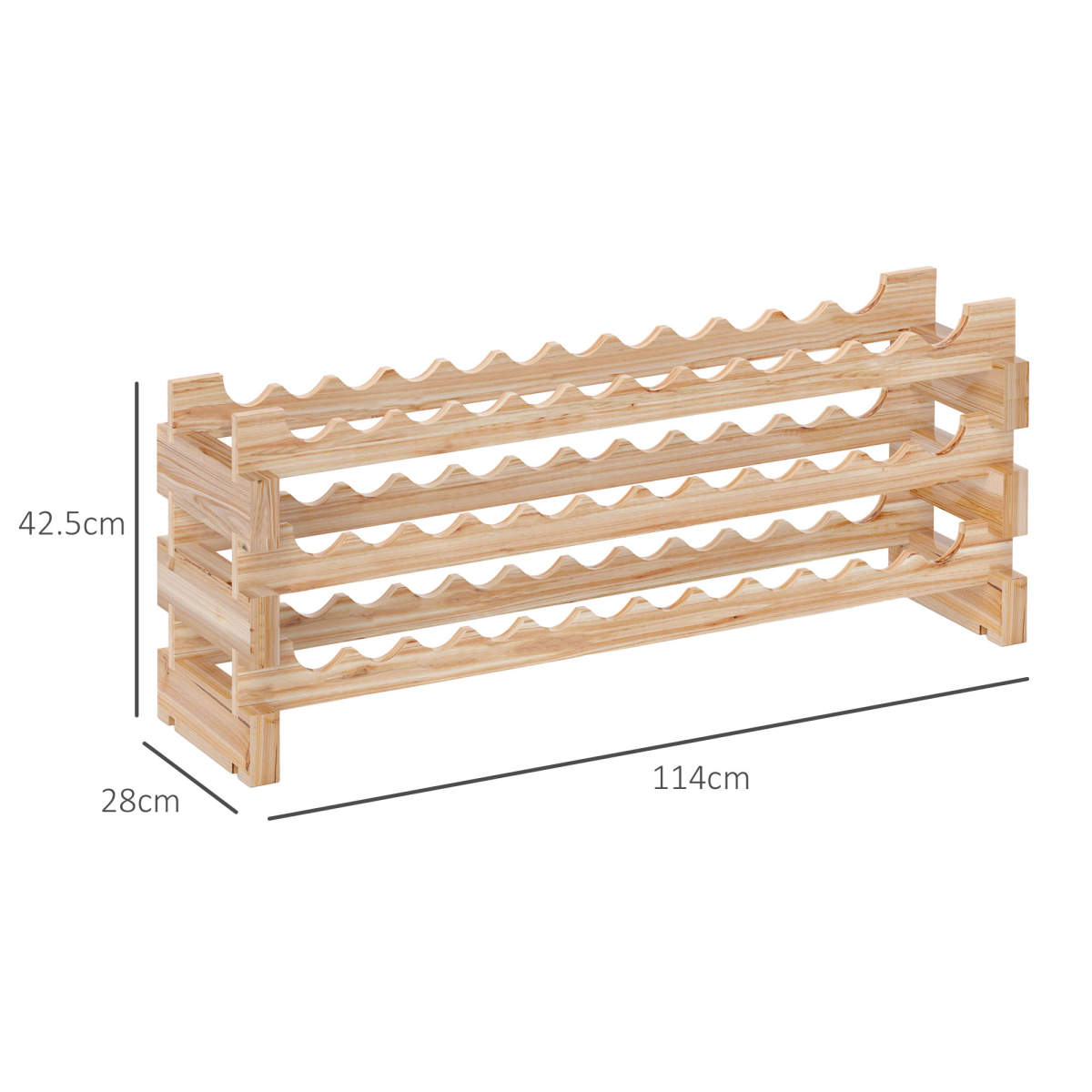 HOMCOM 36 Bottle Fir Wood Wine Rack, Three Tiers – Freestanding Kitchen & Dining Room Storage
