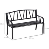 Outsunny 2-Seater Metal Garden Bench with Slatted Seat – Outdoor Loveseat for Patio and Park