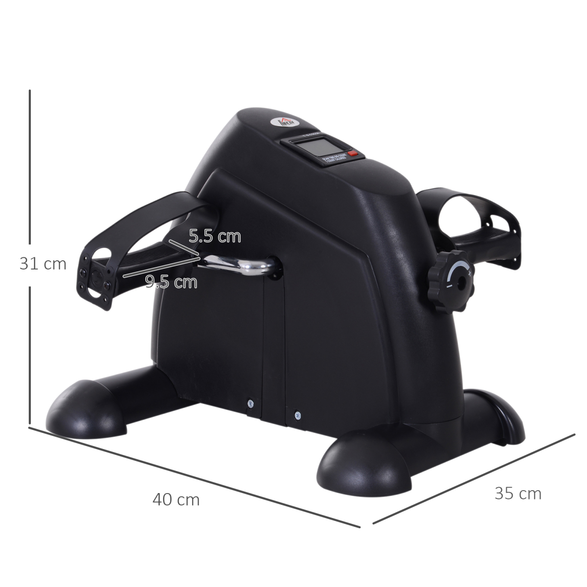 HOMCOM Mini Exercise Bike with LCD Monitor & Adjustable Resistance – Portable Pedal Exerciser, Black