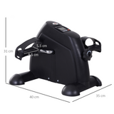 HOMCOM Mini Exercise Bike with LCD Monitor & Adjustable Resistance – Portable Pedal Exerciser, Black
