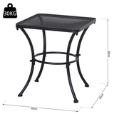 Outsunny 45cm Square Metal Bistro Table with Mesh Top & Curved Legs – Outdoor Patio Coffee Table, Black