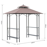 Outsunny 2.5 x 1.5m BBQ Gazebo Canopy with 2 Side Tables & Flame-Resistant Top – Patio Sun Shelter