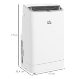 HOMCOM 14,000 BTU Mobile Air Conditioner with WiFi Smart App Control – Cooling & Dehumidifying, 35m², White