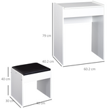 HOMCOM White Dressing Table Set with Flip-Up Mirror, Hidden Storage & Padded Stool