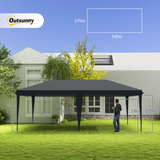 Outsunny 3 x 6m Heavy-Duty Pop Up Gazebo with Steel Frame & 3 Height Settings – Patio Party Canopy, Black