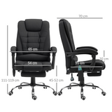 Vinsetto Heated Massage Office Chair with 6-Point Vibration, 135° Recline & Footrest – Black Linen-Feel