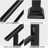 Wrought Iron Handrail for Outdoor Steps, Fits 1 to 3 Steps – Black Powder-Coated Rail with Installation Kit