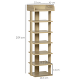 7-Tier Wooden Shoe Rack Display Shelf – Slim Vertical Hallway Storage, Oak