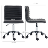 HOMCOM Armless Mid-Back Office Chair with 360° Swivel & Height Adjustment – PU Leather Desk Chair, Black