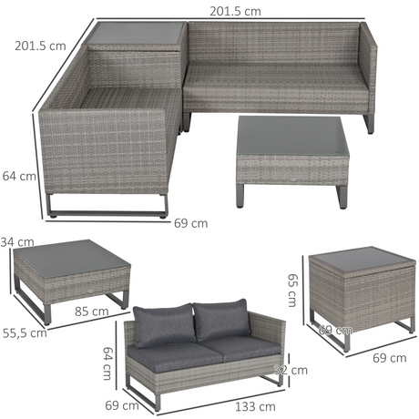 Outsunny Rattan Conservatory Sofa Set cushion detail