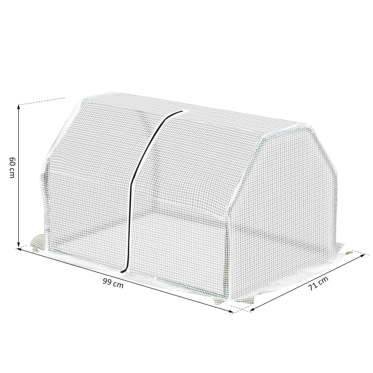 Outsunny Mini Greenhouse with Steel Frame, UV-Resistant Mesh Cover & Zip Door – 99 x 71 x 60cm, White