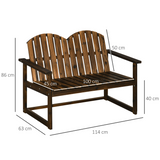 Outsunny Outdoor Wooden Bench for Two – Fir Wood Patio Loveseat with Slatted Backrest, Rustic Look