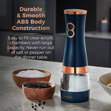 Tower Cavaletto Electric Salt and Pepper Mill Set with Ceramic Grinders – Battery Operated, Midnight Blue