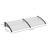 Outsunny Clear Polycarbonate Curved Awning, 80 x 195 x 23cm – Window and Door Canopy, White