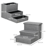 PawHut 3-Step Pet Stairs with Storage Boxes – Dog & Cat Steps for Bed and Sofa, Light Grey