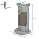 PawHut 58cm Corner Wall-Mounted Cat Scratching Post with Plush Platform, Sisal Rope & Toy Balls, Grey