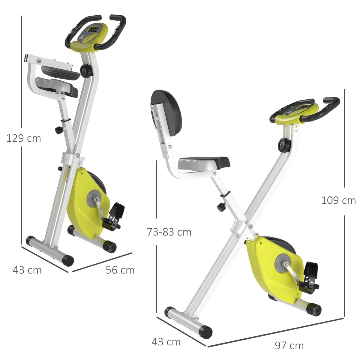 HOMCOM Foldable Magnetic Exercise Bike with 8 Resistance Levels, LCD Monitor & Adjustable Seat – Home Cardio, Yellow