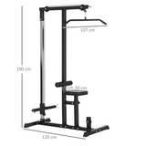 HOMCOM Power Tower with Lat Pulldown, Seated Row & Adjustable Seat – Home Gym Pull Up Station, 100kg Max Load