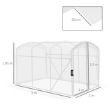 Outsunny 3 x 2 x 2m Polytunnel Greenhouse with Hinged Door, UV-Protective PE Cover & Galvanised Steel Frame