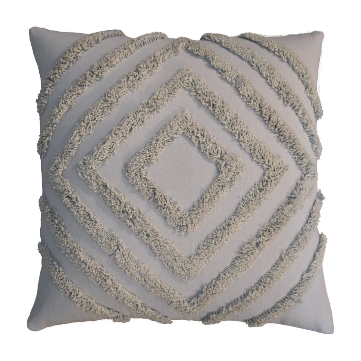 Artisan Furniture Tacy Bohemian Cotton Cushion Set of 2 – Diamond Woven Design with Tassels, Grey