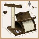 PAWHUT Cat Tree with Sisal Scratching Bridge, Tunnel and Dangling Balls – Plush Kitty Activity Centre for Indoor Cats