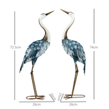 Outsunny Steel Crane Garden Ornaments – 2 Pcs, Multi-Colour
