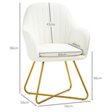 HOMCOM Cashmere-Feel Accent Armchairs with Steel Legs – Set of 2 Living Room Chairs, Cream White