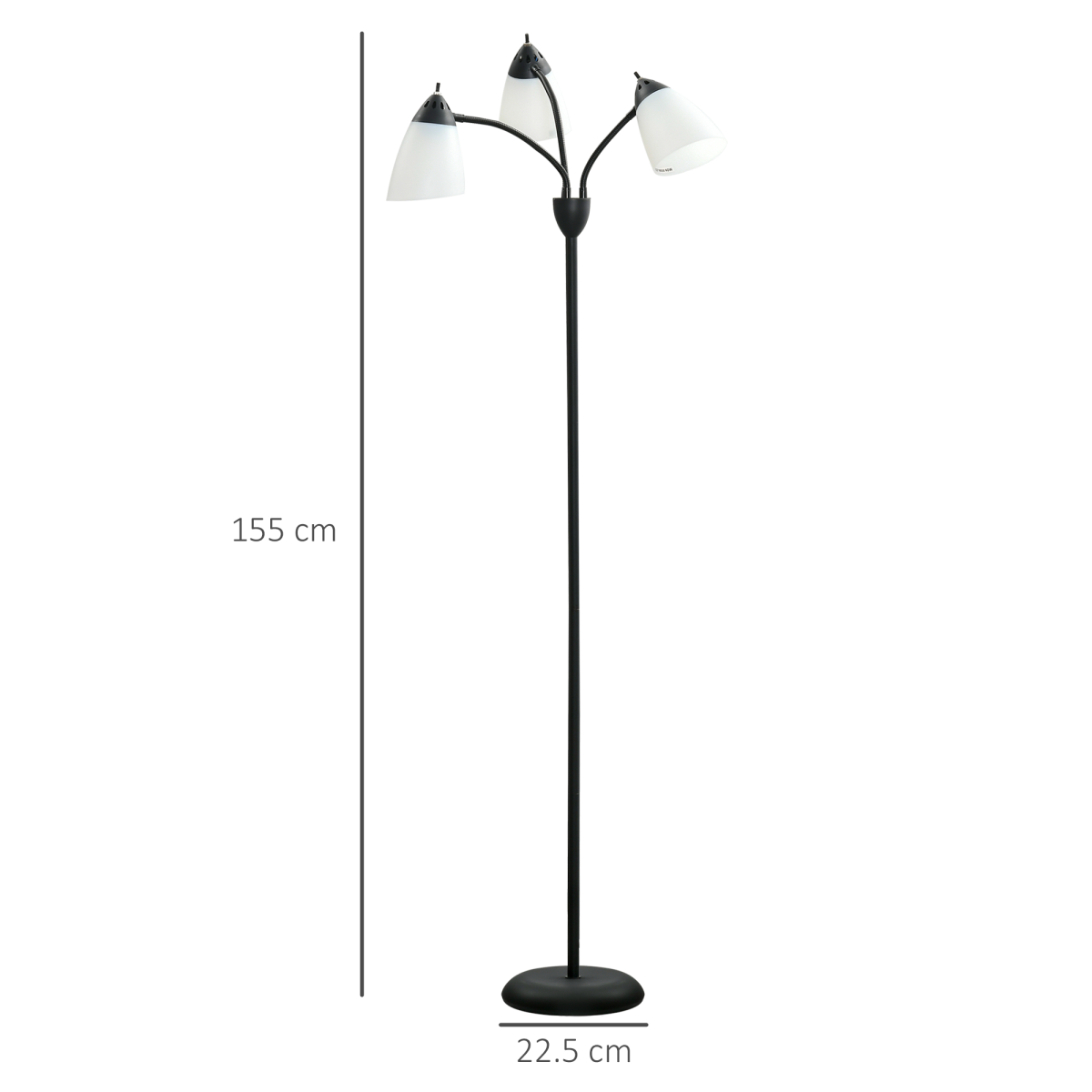 155cm Arc Tree Floor Lamp with 3 Rotating Lights – Black